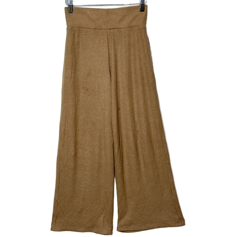 Abercrombie & Fitch Brown Tan Waffle Knit Casual Lounge Wide Leg Pants Size XS